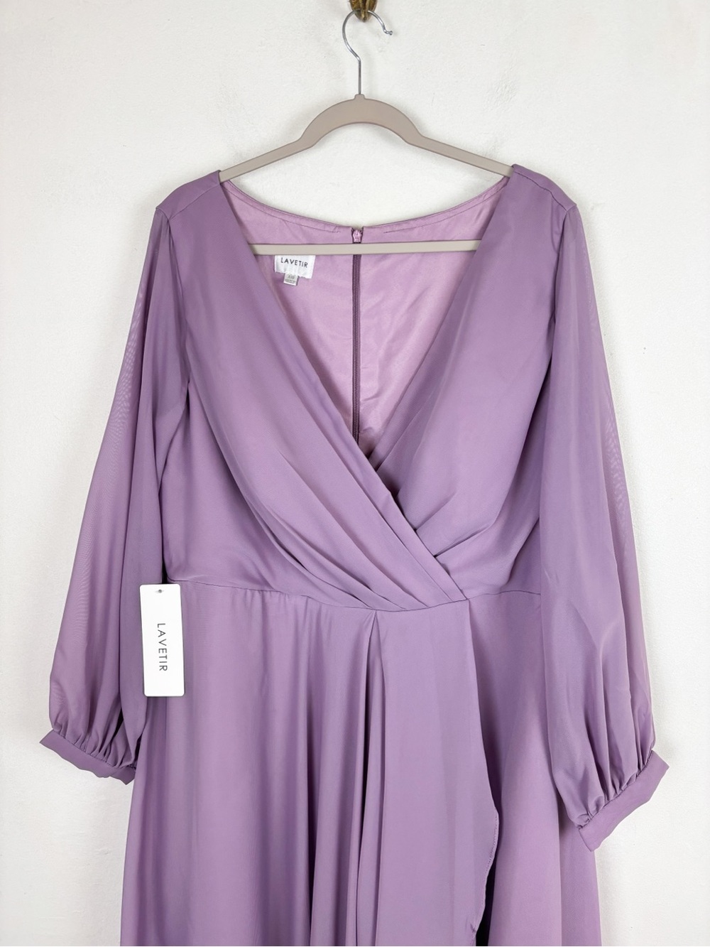 NWT Lavetir Lavender Purple Chiffon Bridesmaid Maxi Dress Sz A18 - Picture 3 of 13